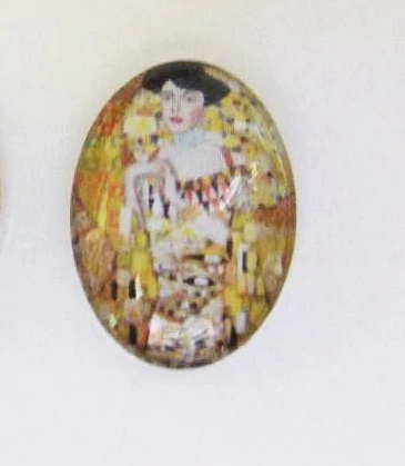 Klimt: Adele mintás üveglencse, kaboson, 25x18 mm