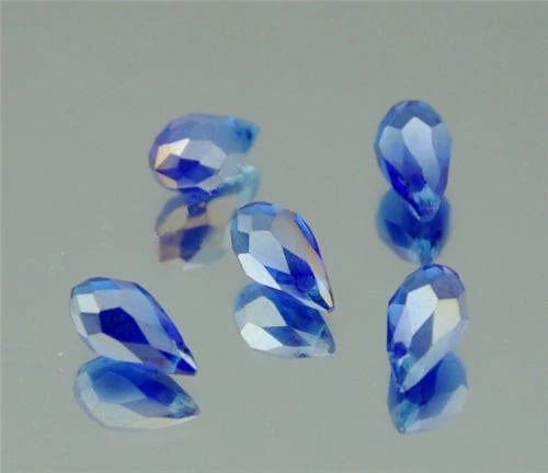 Kobalt kék AB színjátszó csiszolt csepp üveg gyöngy, 12x6 mm