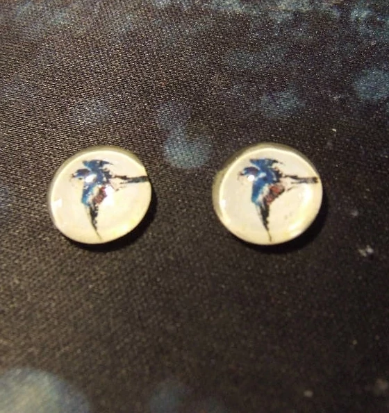 Fecske madár mintás üveglencse, kaboson, 12 mm
