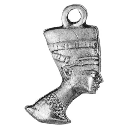 Egyiptomi nő fej fityegő, medál, antik ezüst színű, 23x10 mm