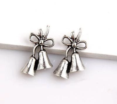 Csengő, harang fityegő, medál, antik ezüst színű, 20x11 mm