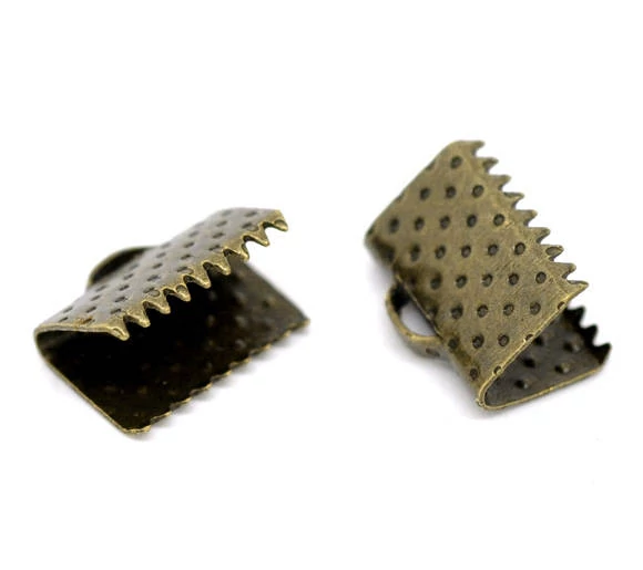 Szalagvég, végzáró, antik bronz színű, 10x8 mm
