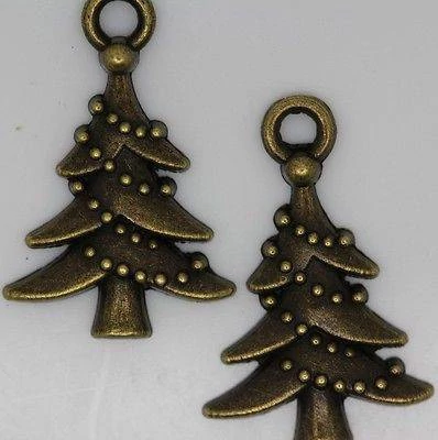 Fenyőfa fityegő, medál, antik bronz színű, 20x14 mm