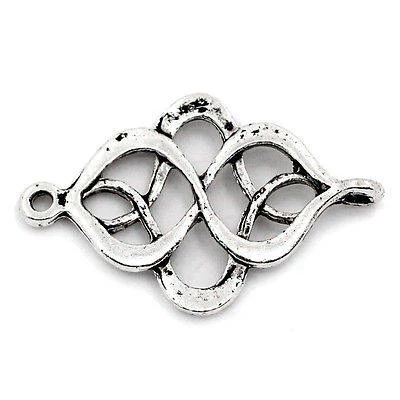 Kelta kereszt, csomó összekötő, fülbevalóalap, medálalap, medál, antik ezüst színű, 27x18 mm