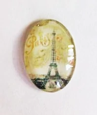 Párizs, Eiffel-torony mintás üveglencse, kaboson, 25x18 mm