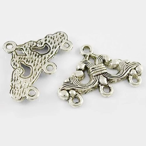 Díszes összekötő, fülbevalóalap, karkötőalap, medálalap, antik ezüst színű, 23x16 mm