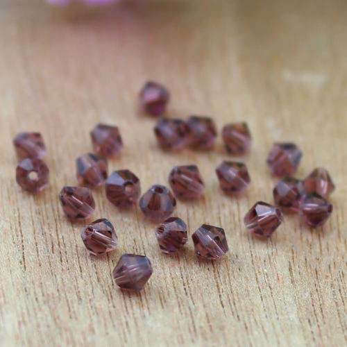Borvörös csiszolt bicone üveg gyöngy, 3 mm
