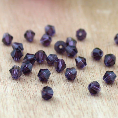 Lila csiszolt bicone üveg gyöngy, 3 mm