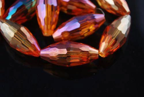 Óriás narancssárga AB csiszolt rizs üveg gyöngy, 36x15 mm