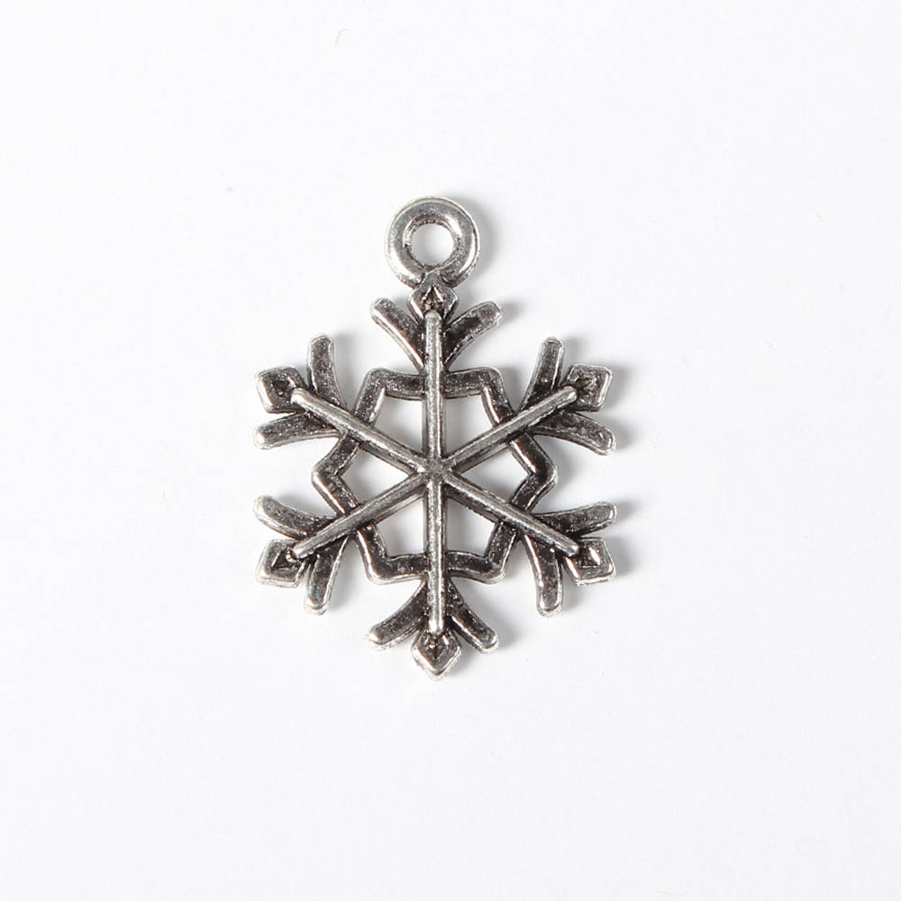 Hópihe, hópehely, jégvirág fityegő, medál, antik ezüst színű, 21x15 mm