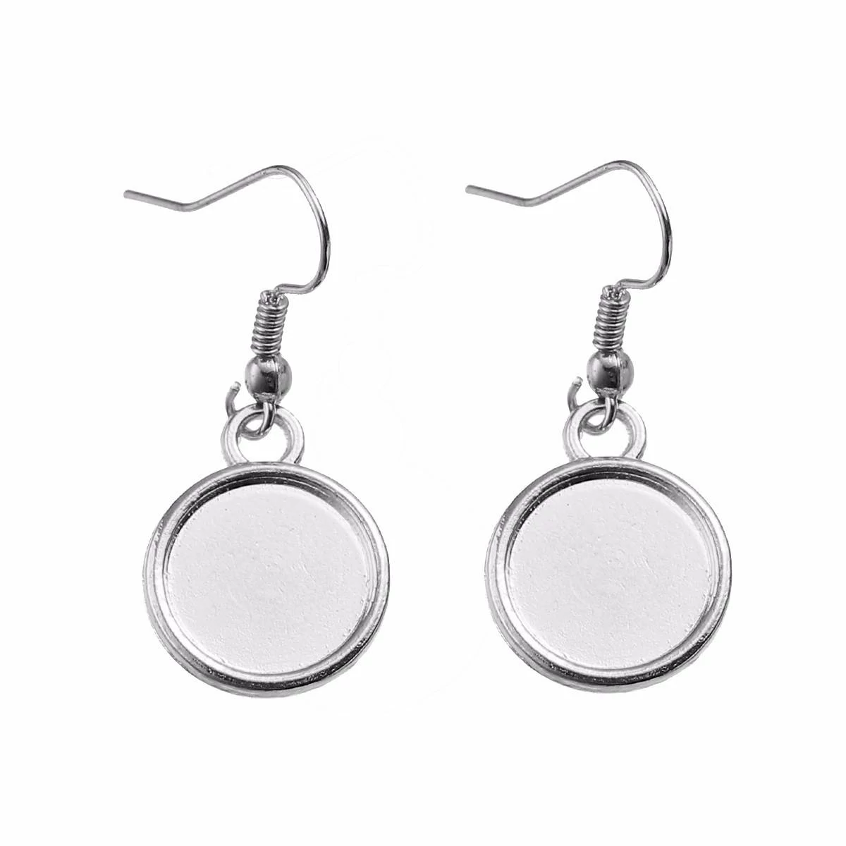 Kerek medálalap, fülbevalóalap, antik ezüst színű, 32x14 mm, 12 mm-es lencséhez, 1 pár/cs