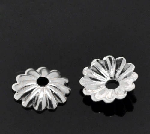Recés gyöngykupak, ezüst színű, 5 mm, 50 db/cs