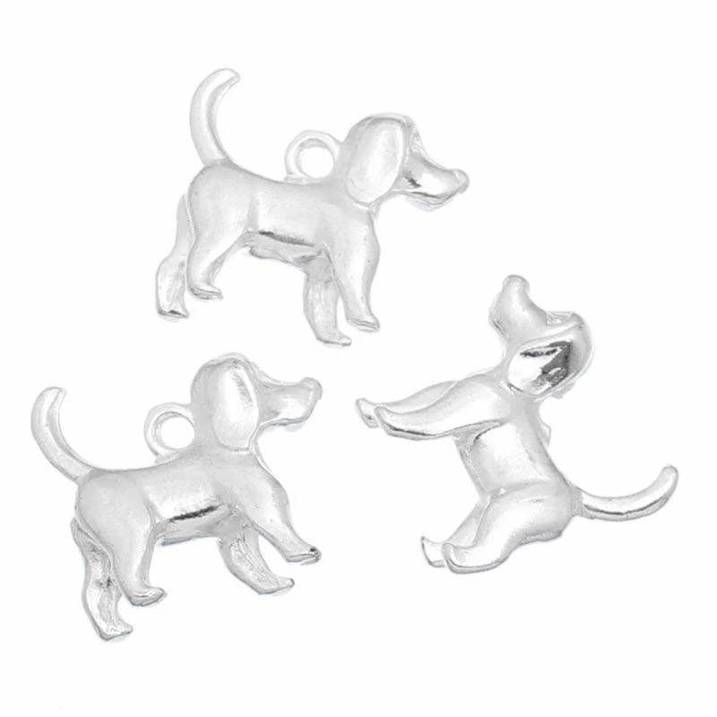Kutya, kutyus fityegő, medál, ezüst színű, 16x14x6 mm