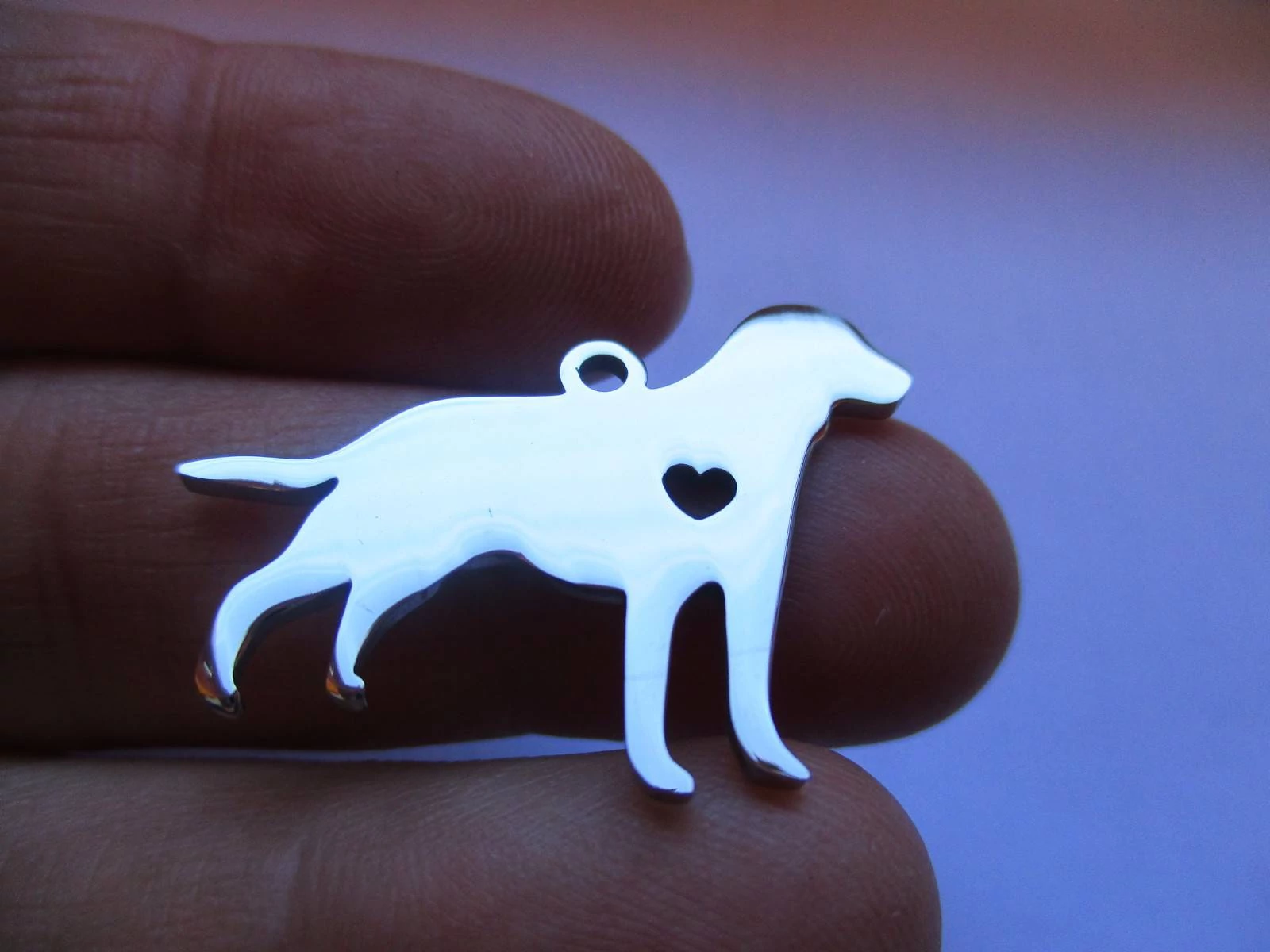 Kutya, kutyus, labrador, retriever fityegő, medál, rozsdamentes acél, antik ezüst színű, 30x24 mm