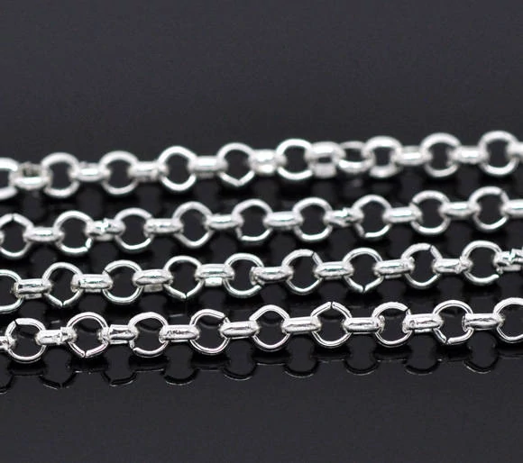 Lánc, kerek szemű, ezüst színű, 3 mm szemméret, 50 cm