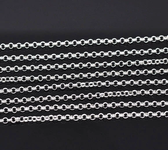 Lánc, kerek szemű, ezüst színű, 2,5 mm szemméret, 50 cm