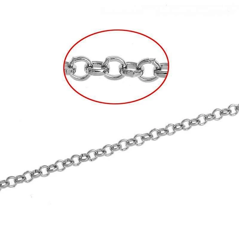 Lánc, kerek szemű, antik ezüst színű, 2 mm szemméret, 50 cm