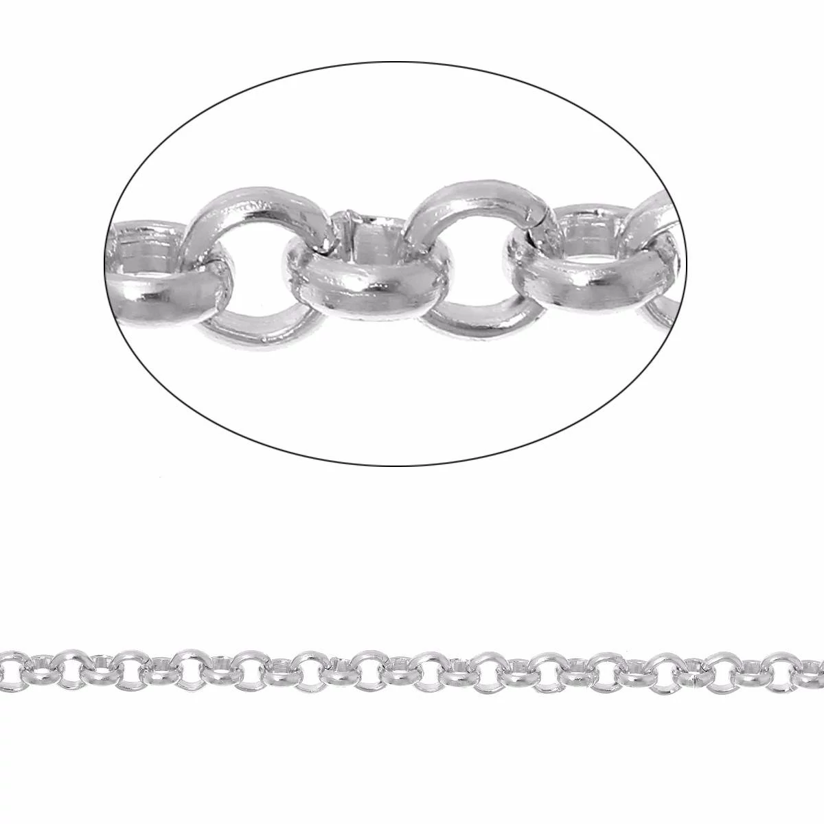 Lánc, kerek szemű, antik ezüst színű, 6 mm szemméret, 50 cm