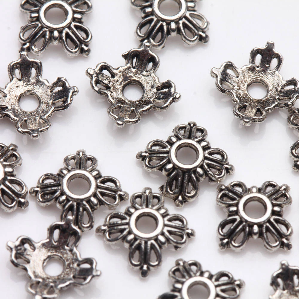 Díszes gyöngykupak, antik ezüst színű, 6 mm