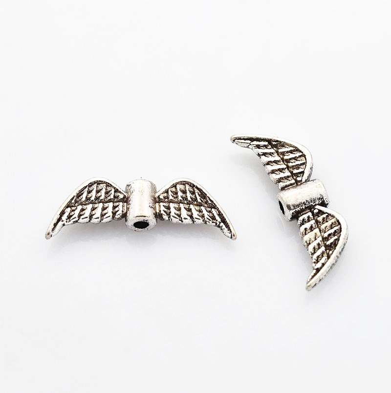 Angyalszárny köztes, antik ezüst színű, 20x7 mm