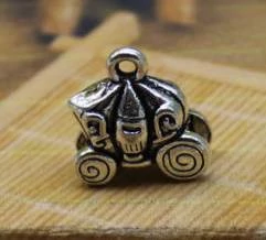 Hintó, kocsi, tökhintó fityegő, medál, antik ezüst színű, 15x14x6 mm
