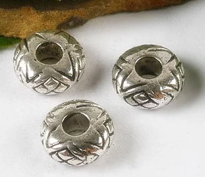 Mintás fánk köztes, antik ezüst színű, 12x5 mm