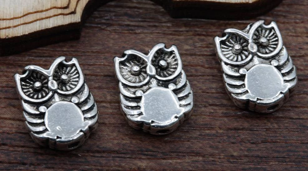 Bagoly köztes, antik ezüst színű, 10x8 mm
