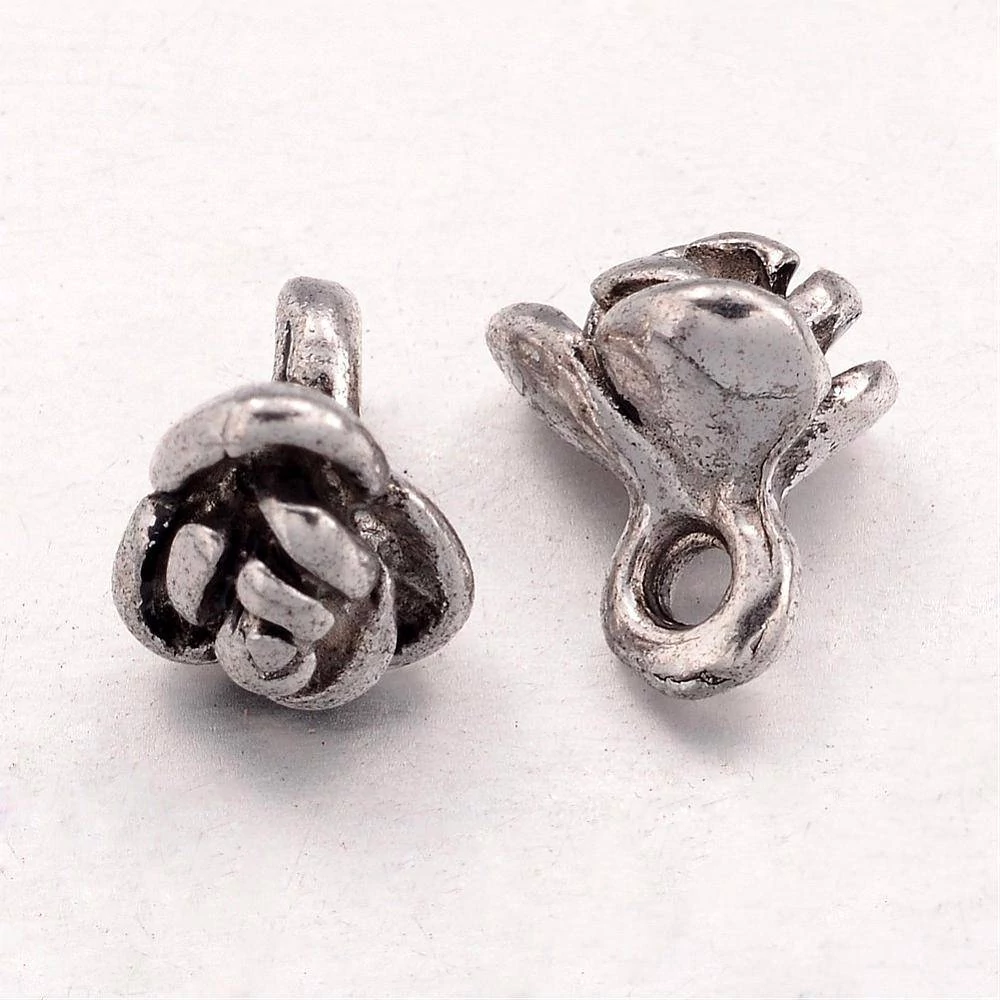 Virág fityegő, medál, antik ezüst, 8x7x6 mm