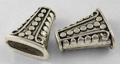 Nagy gyöngykupak, végzáró, bojt kupak, bőr vég, antik ezüst színű, 18x17x9 mm