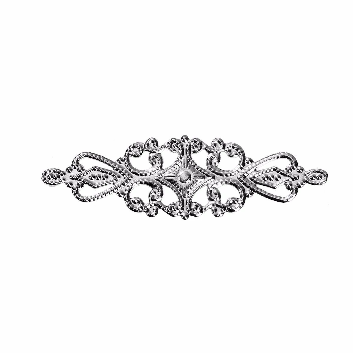 Áttört díszes összekötő, medálalap, medál, antik ezüst színű, 64x19 mm