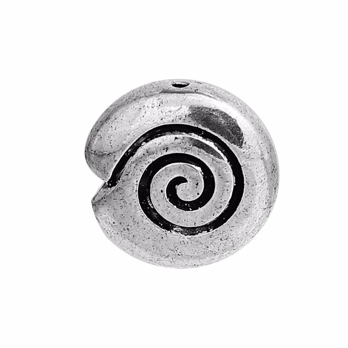 Csigavonalas köztes, antik ezüst színű, 15x6 mm