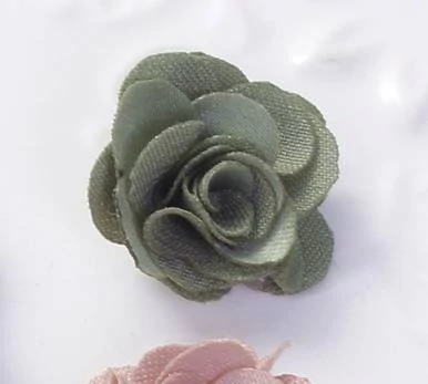 Khaki zöld textil virág dísz, 20 mm