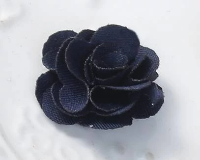 Fekete textil virág dísz, 20 mm