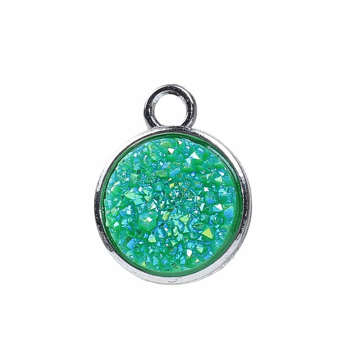 Türkiz AB műgyanta kaboson, fityegő, medál, 18x14 mm