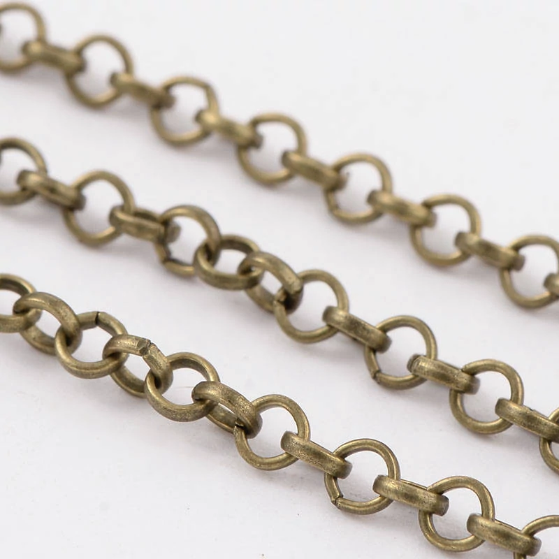Lánc, kerek szemű, antik bronz színű, 3 mm szemméret, 50 cm