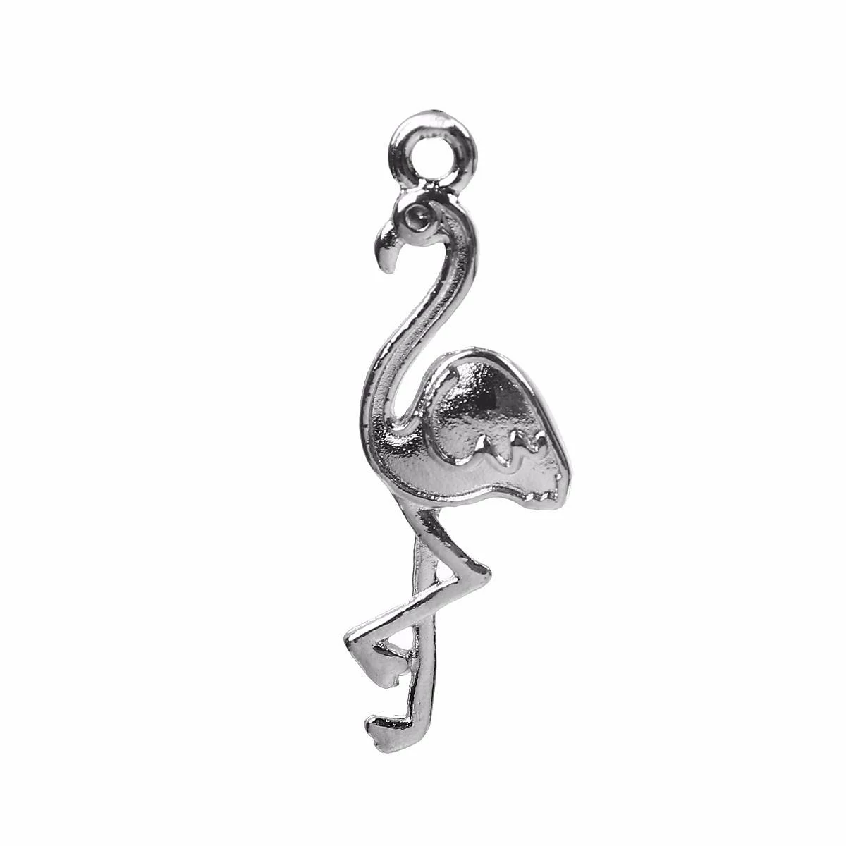 Madár, flamingó fityegő, medál, antik ezüst színű, 26x10 mm