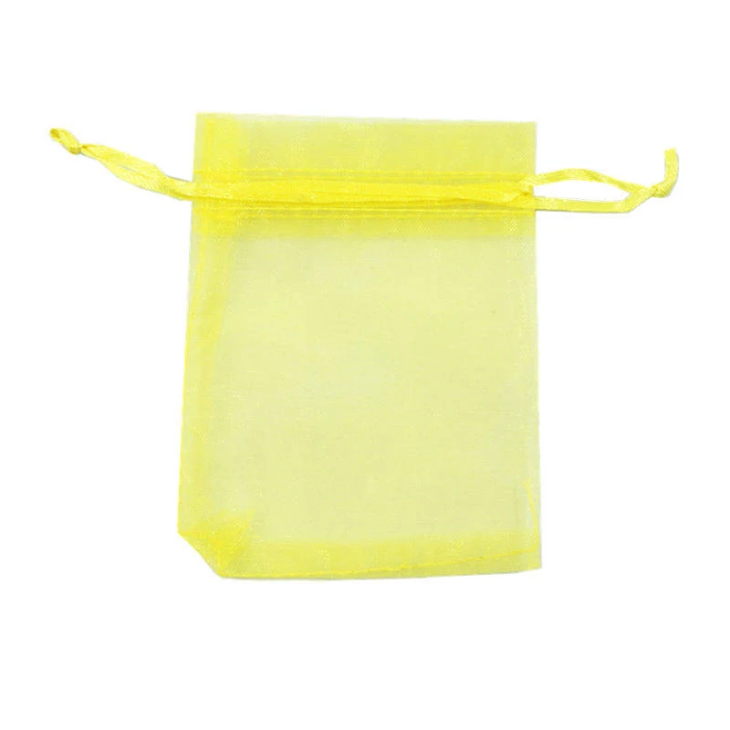 Sárga organza tasak, zacskó, 10x8 cm