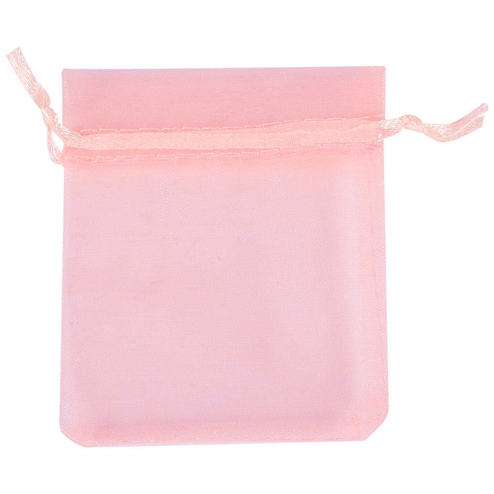 Rózsaszín organza tasak, zacskó, 10x8 cm