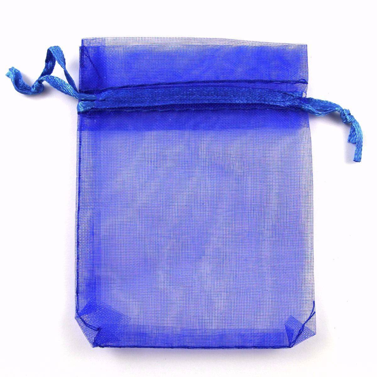 Sötétkék organza tasak, ajándék zacskó, 9x7 cm