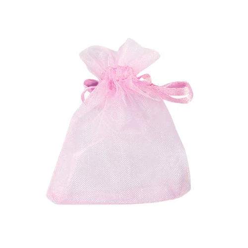 Rózsaszín organza ajándék tasak, zacskó,  12x10 mm