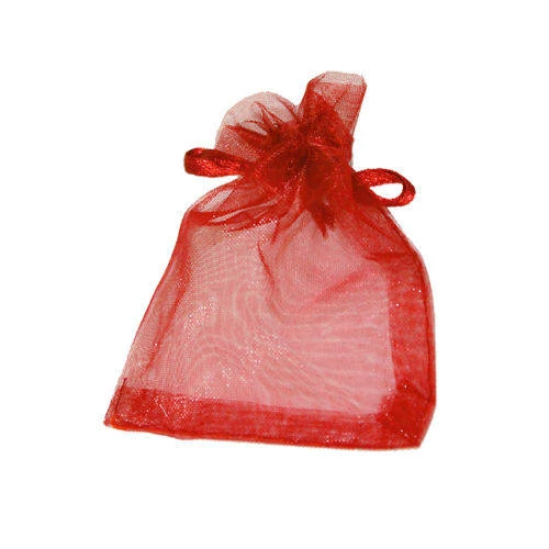 Bordó organza tasak, ajándék zacskó, 9x7 cm