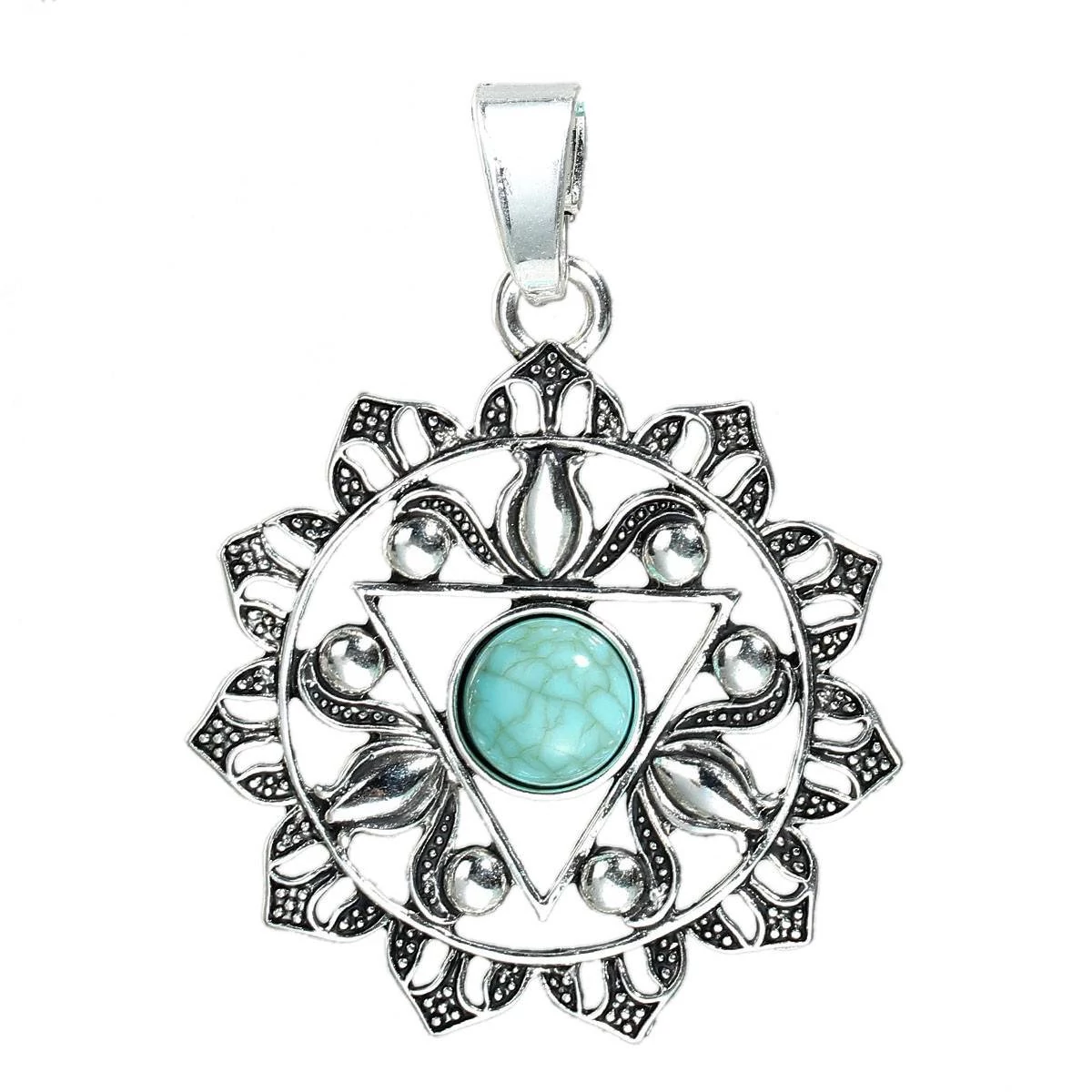 Csakra, chakra medál fityegő, medál, antik ezüst színű, 65x50 mm