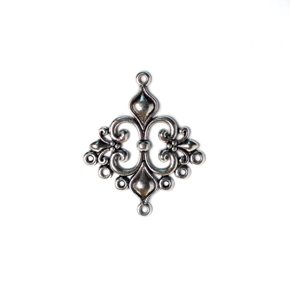 Díszes összekötő, antik ezüst színű, 35x30 mm