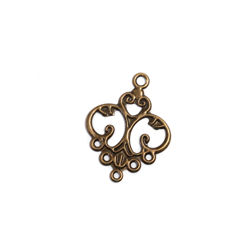 Vékony összekötő, fülbevalóalap, medálalap, antik bronz színű, 32x24 mm