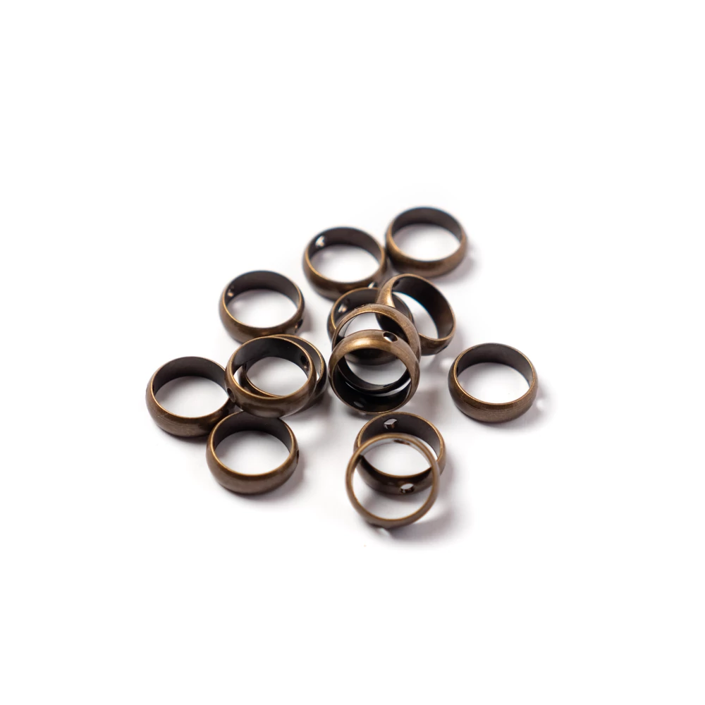 Kerek köztes, gyöngykeret, antik bronz színű, 8 mm