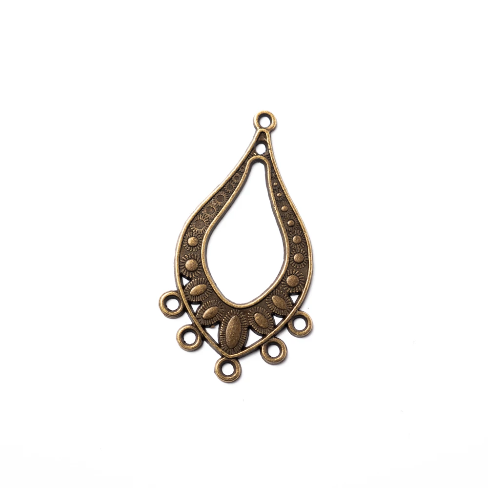 Mintás csepp összekötő, fülbevalóalap, medál, antik bronz színű, 45x26 mm