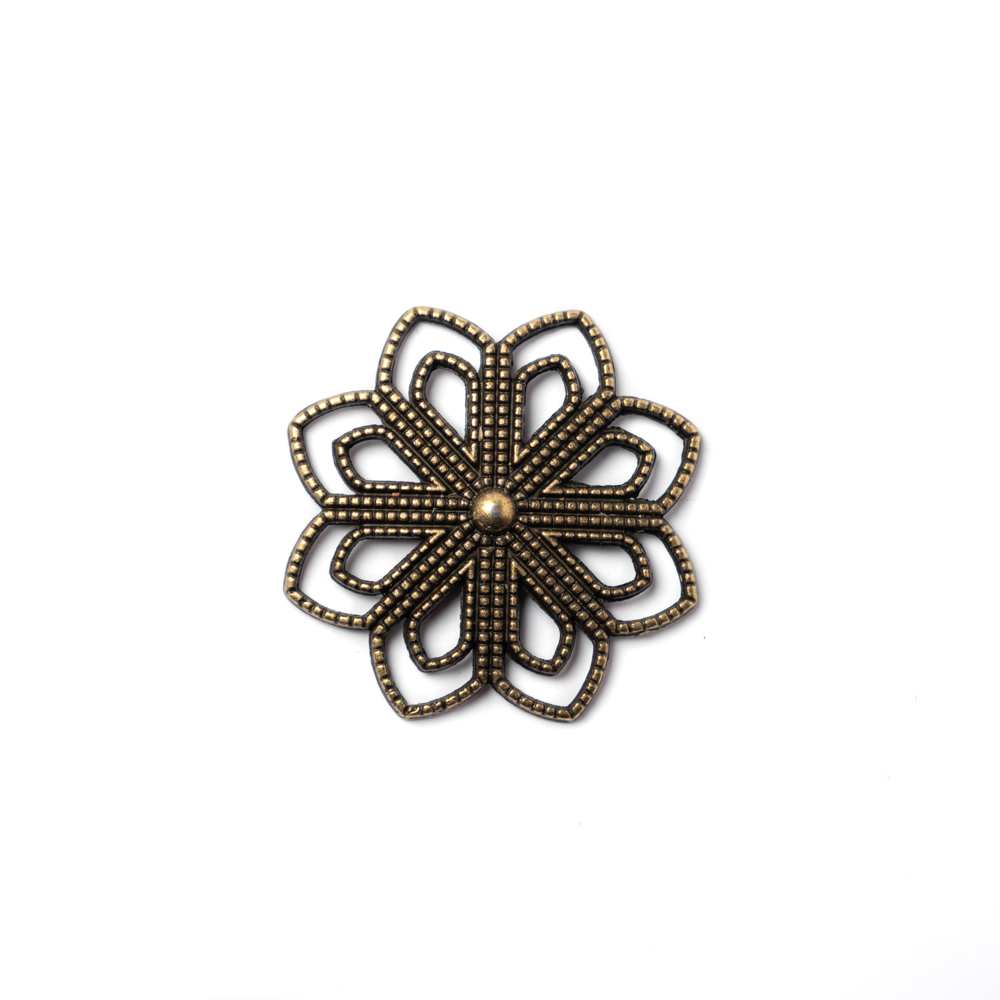 Virág összekötő, medál, antik bronz színű, 36 mm