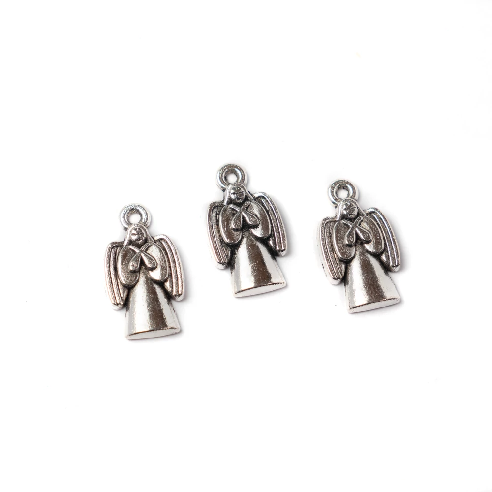 Angyal fityegő, medál, antik ezüst színű, 18x10 mm