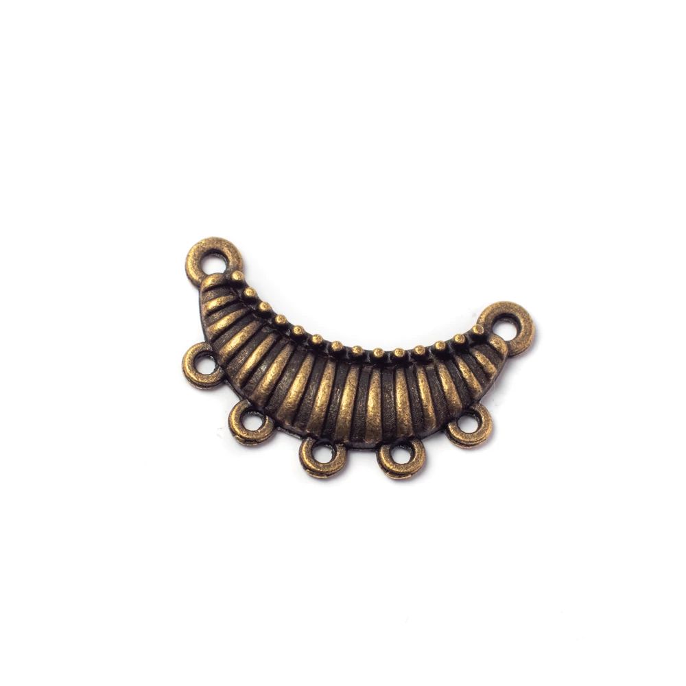 Félkör összekötő, fülbevalóalap, medálalap, antik bronz színű, 25x14 mm