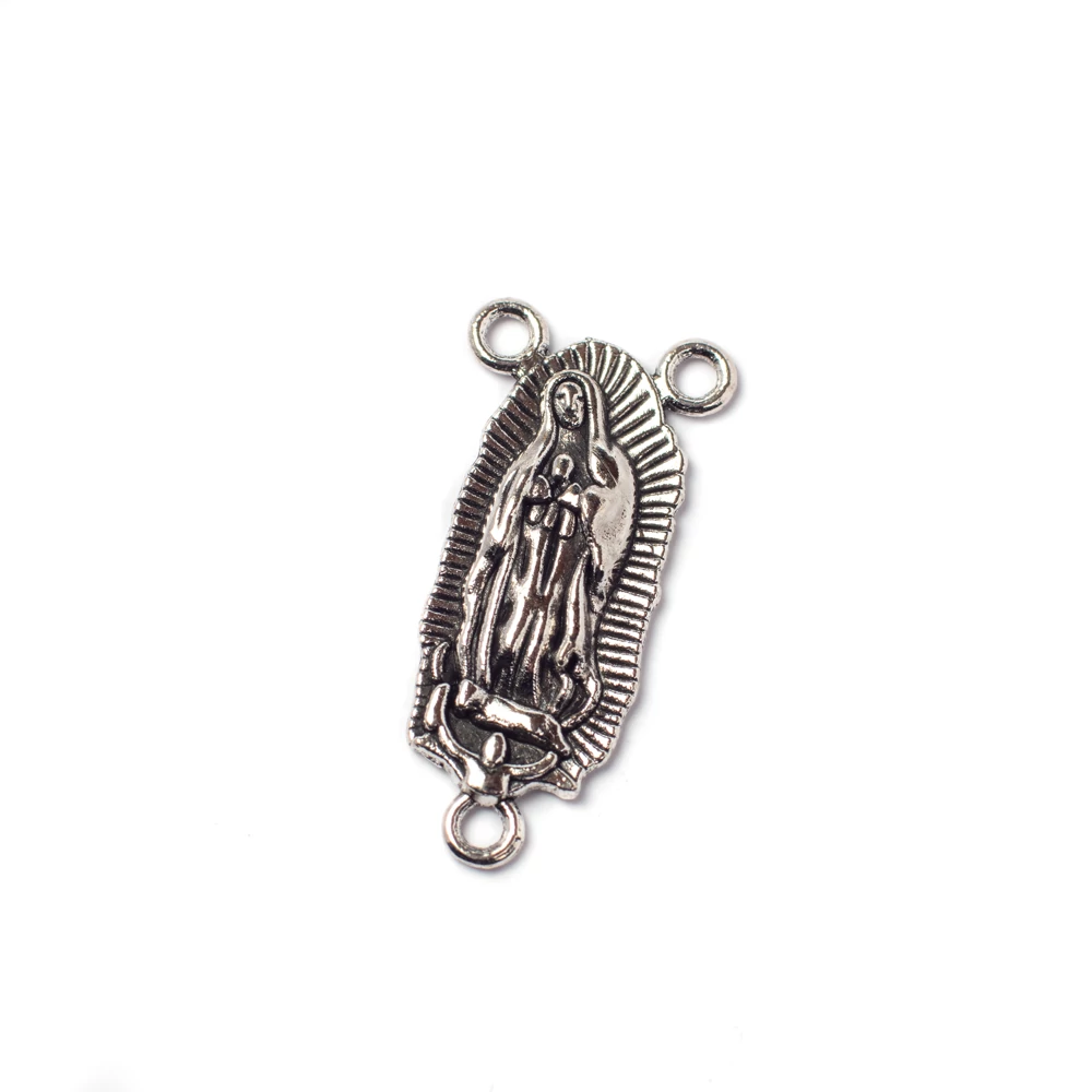 Rózsafüzér összekötő, antik ezüst színű, 30x14 mm